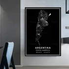 Карта мира Аргентины в стране, украшение для гостиной в скандинавском стиле, холст, плакат, Современный домашний декор, Настенная картина с рамкой STJK17