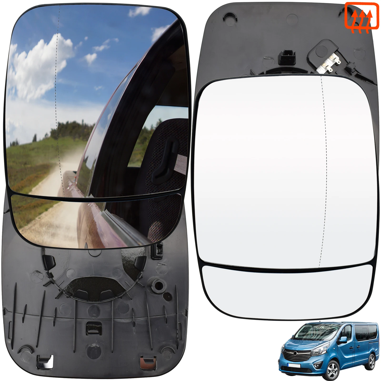 

For Opel / Vauxhall Vivaro Renault Trafic 2014 - Mitsubishi Express Left Right Side Wing Mirror Glass Heated Blind Spot Rearview