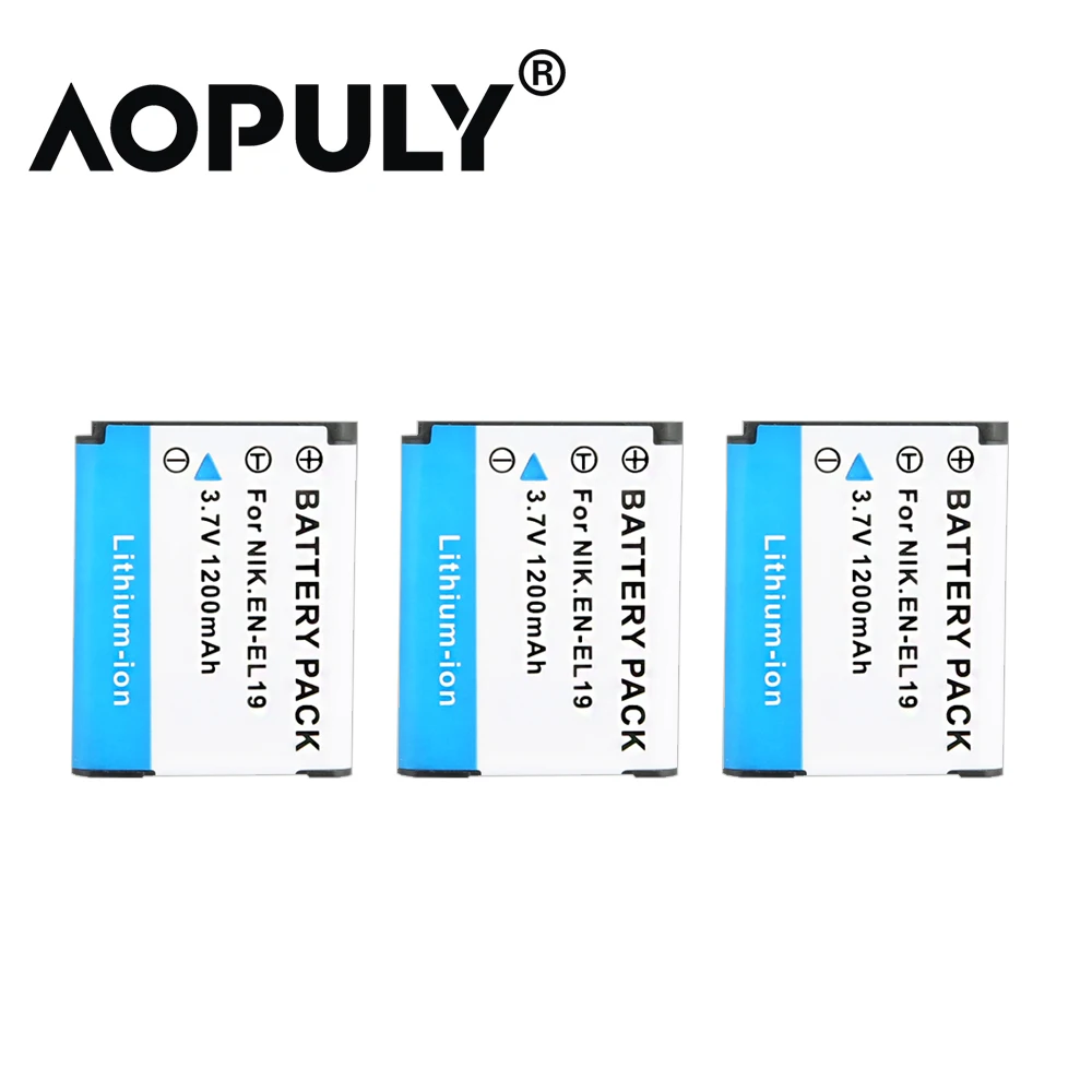 Aopuly EN-EL19 Батарея Зарядное устройство для цифровой камеры Nikon Coolpix S32 S33 S3500 S4100 S4150