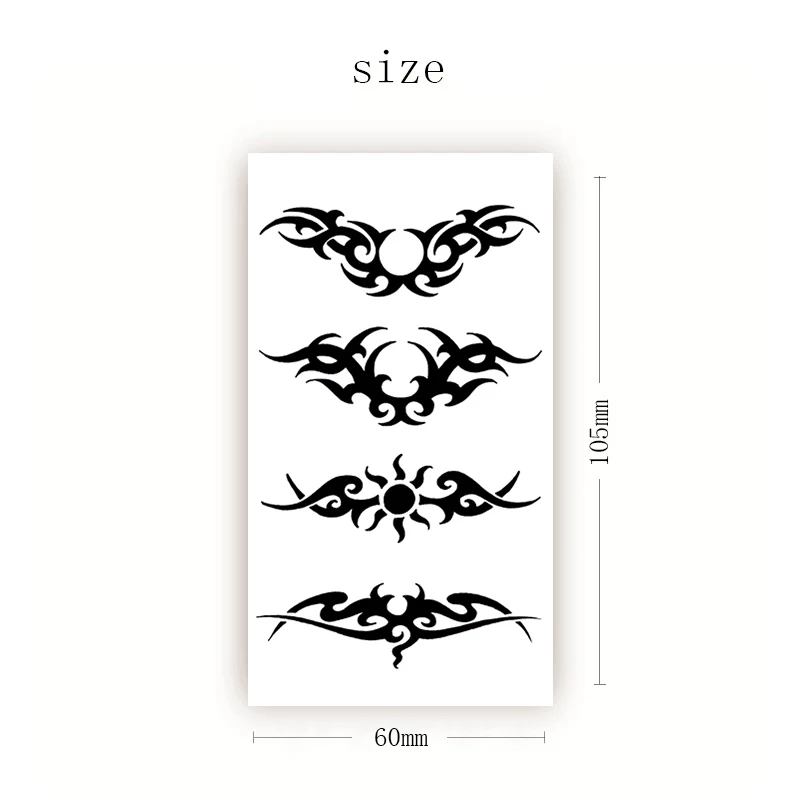 

Waterproof Temporary Tattoo Sticker Black Sun Totem Design Fake Tattoos Flash Tatoo Arm Hand Chest Neck Body Art for Women Men
