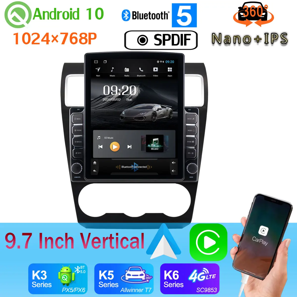 Автомобильный медиа-радиоприемник Tesla Android 10 9 7 дюйма GPS PX6 4 + 64 ГБ для Subaru Forester WRX XV