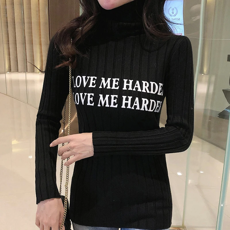 Lucyever весенний белый черный вязаный свитер с буквенным принтом для женщин 2020