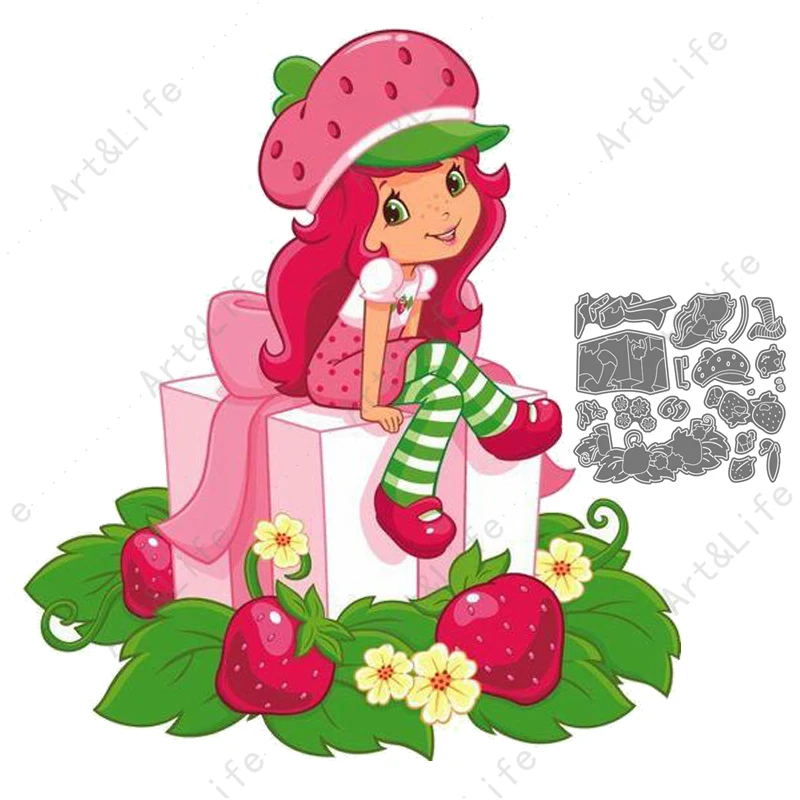 

Cute Girl on Big Gift Box Hot New Metal Cutting Dies Stencils for Making Scrapbook Album Birthday Paper Cards Embossing Cut Die