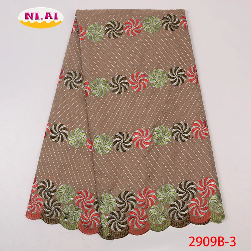 Latest Nigerian Laces Embroidery Yellow Dry Lace Fabric 100% Cotton Hot Sale African Swiss Voile 5yards For Party NA2909B-1 | Дом и сад