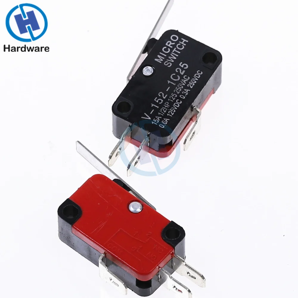 10 шт. V 152 1C25 SPDT 1NO 1NC 3Pin короткие концевой выключатель с прямым рычагом на шарнире