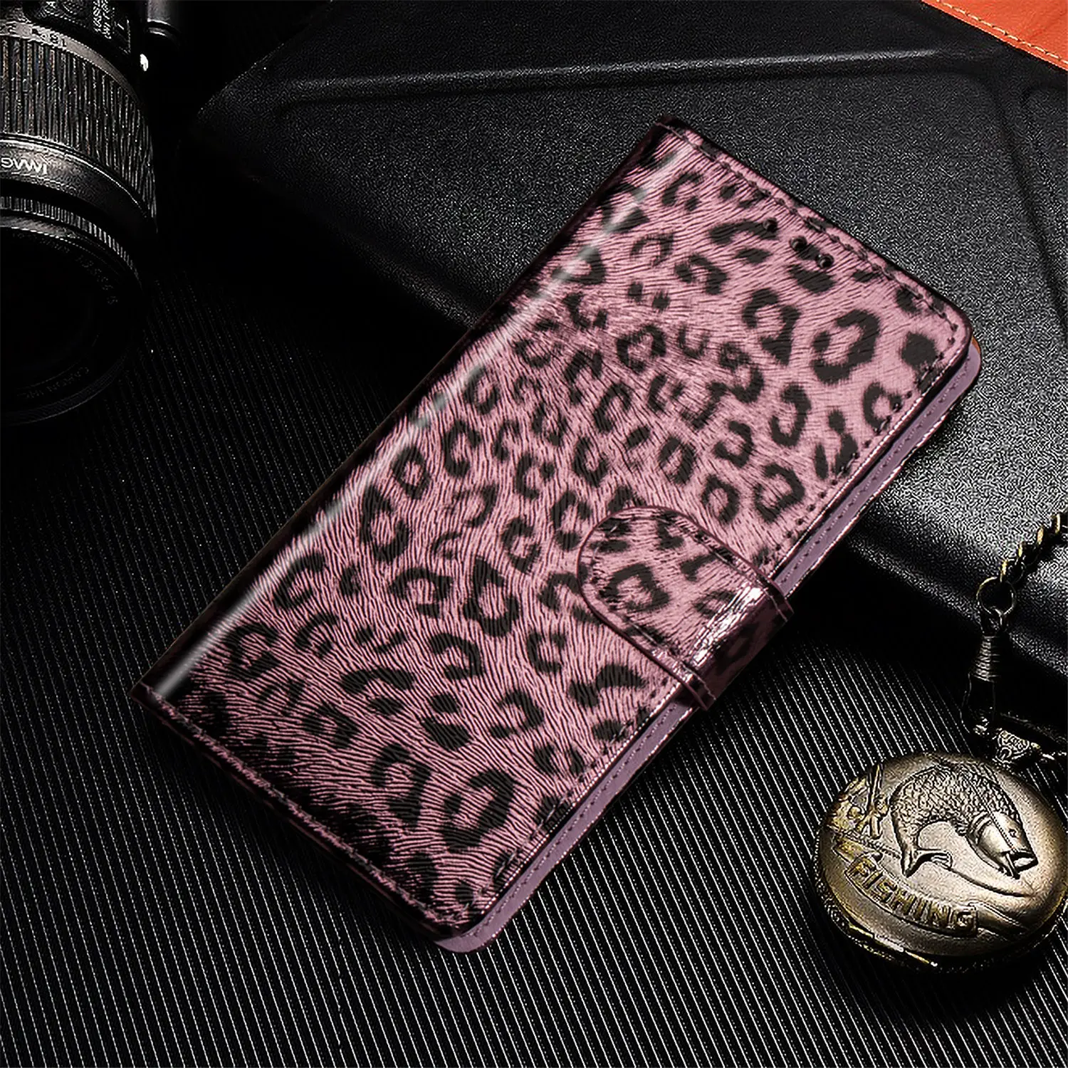 Rose Gold Для samsung Galaxy S10 S8 Plus S10E Блестящий Леопардовый кожаный меховой Чехол-книжка откидной Чехол для Galaxy Note 9 8 Fundd - Цвет: Rose Gold