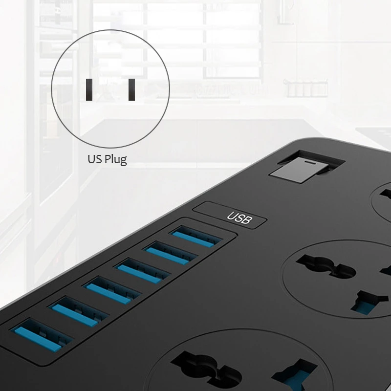 Офисная с линейным переключателем дорожная розетка питания несколькими