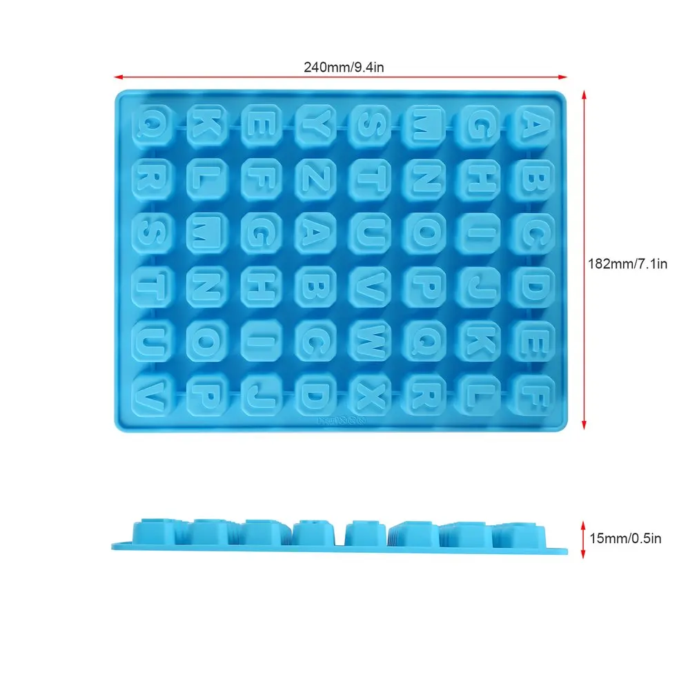 Синий 48 полости слотов Английский алфавит силиконовые формы для изготовления