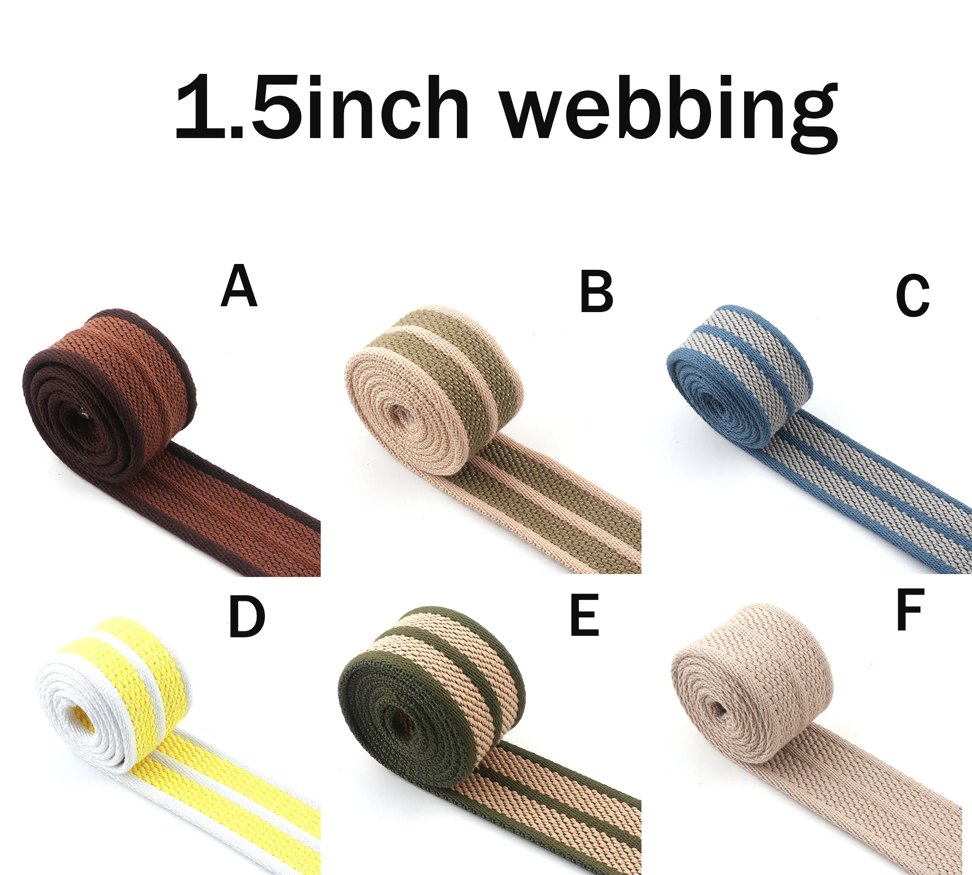 

38mm Canvas Stripe Webbing Polyester Cotton Ribbon Handbag Handles Nylon Webbing DIY Belt Purse Strap Fabric Dog Collar