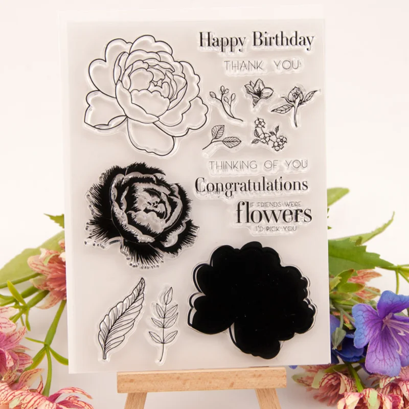 

Birthday Overprint Transparent Silicone Stamp Cutting DIY Hand Account Scrapbook Rubber Coloring Embossed Diary Decor Reusable