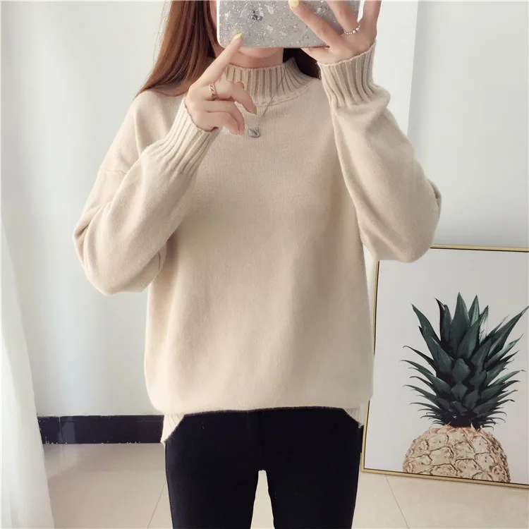 Autumn Winter Women Sweaters Knitting Pullovers Top 2019 Fashion Female Casual Soild Warm Knitted Sweater Woman Jumper | Женская одежда