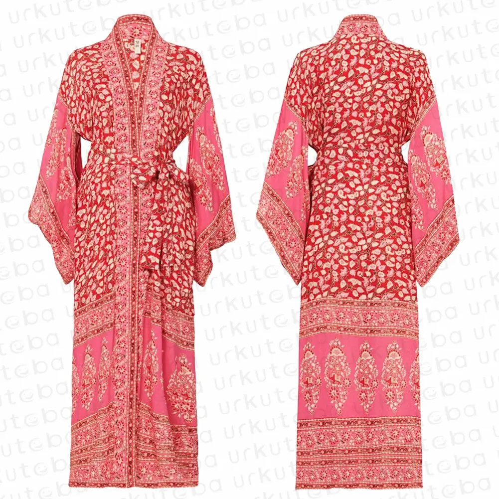 

Women Cardigan Jacket, Bohemian Printed Long Sleeve Long Kimono Coat, Loose Wild Fashion Outerwear New Style 2021