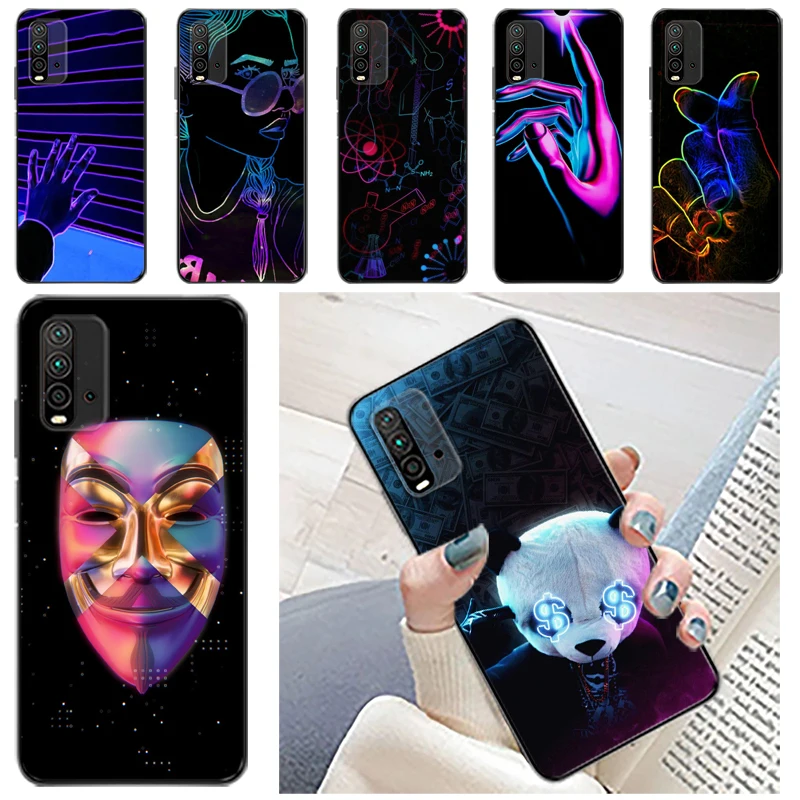

Than Heart Mask Male Phone Case For Xiaomi Redmi Note 9 9T 9S Pro MAX 5G 10X 10 10T 10S 4G Hand Color Painting Back Cover Cases