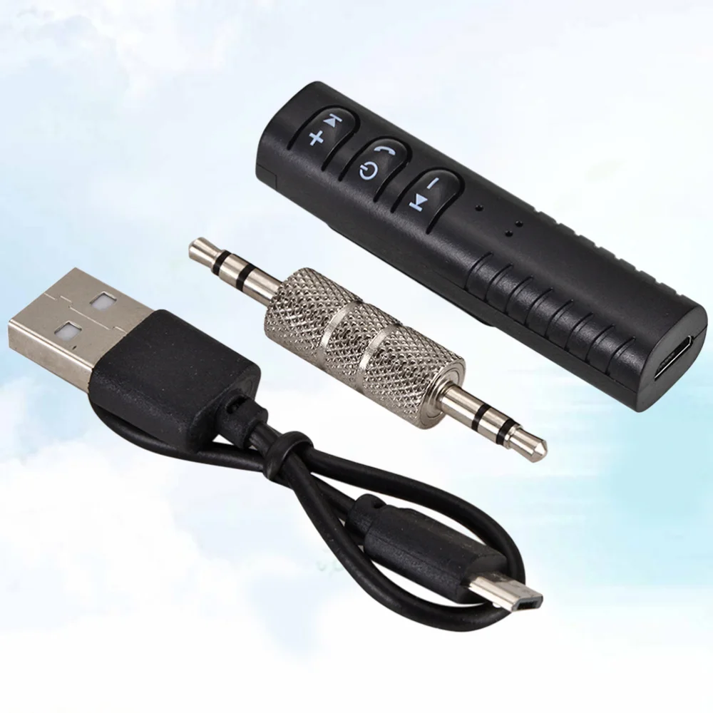 

3.5mm Jack AUX Wireless Car Kit Mini Lavalier Handsfree Audio Receiver Adapter Transmitter for Auto Speaker Headphone (Bla