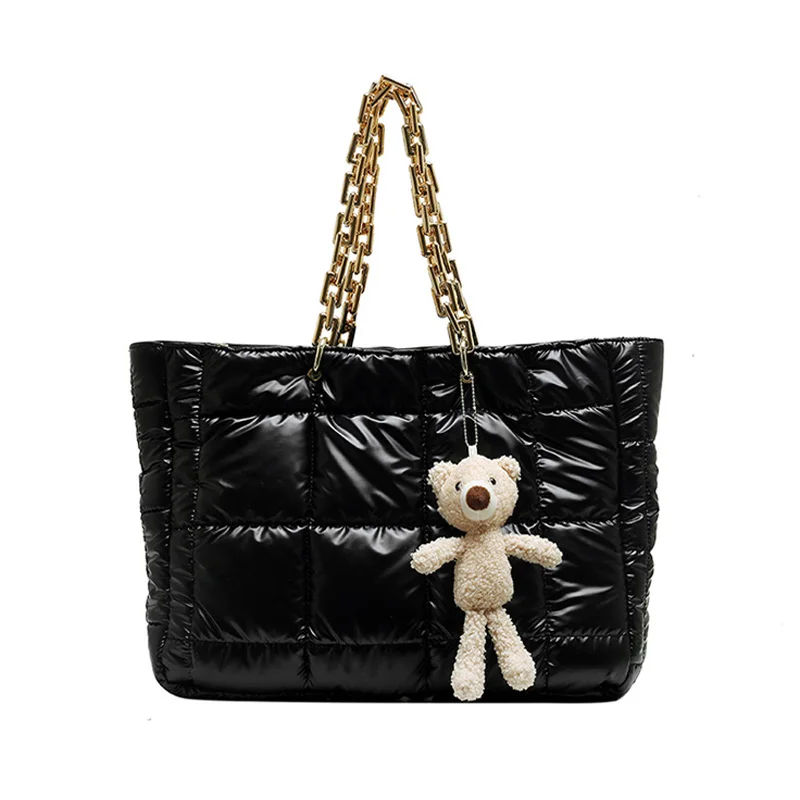 

Space Down Large Capacity Bag Winter Fashion Women's Designer Chain Shoulder Crossbody Bag Female Lightweight Cotton Handbags