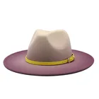 Мужская фетровая шляпа унисекс, двухцветная градиентная шляпа с поясом и широкими полями, 2020