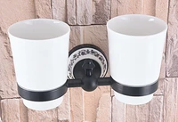 black oil antique brass hotel bathroom wall mount double ceramic cup toothbrush holder 2ba767