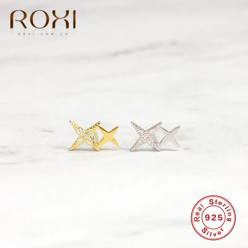Серьги-гвоздики женские из серебра 925 пробы со звездами | Украшения и аксессуары