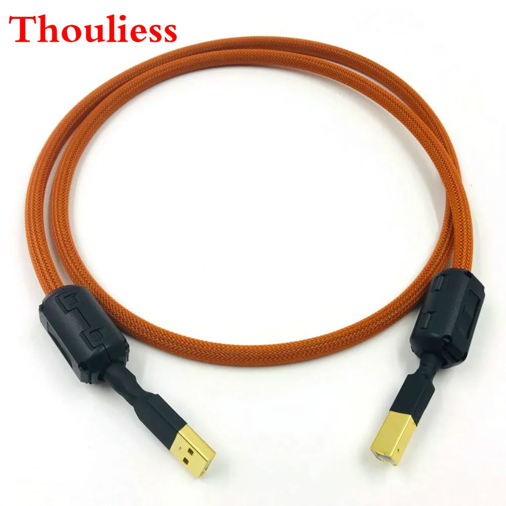 

Thouliess HIFI 4 cores Single Crystal Copperr USB Cable DAC A-B Digital USB 2.0 Type A to B Male Audio Cable(Orange)