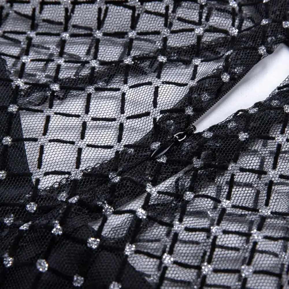 Женское платье для ночного клуба Сетчатое из чистого плюша на молнии женское с