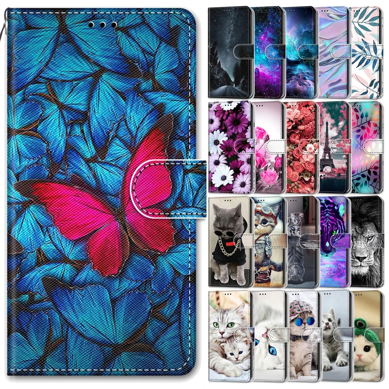 

Leather Wallet Case For Samsung Galaxy A7 (2018) Flip Cover Funda For SamsungA7 2018 A750 SM-A750F Painted Animal Case Phone Bag