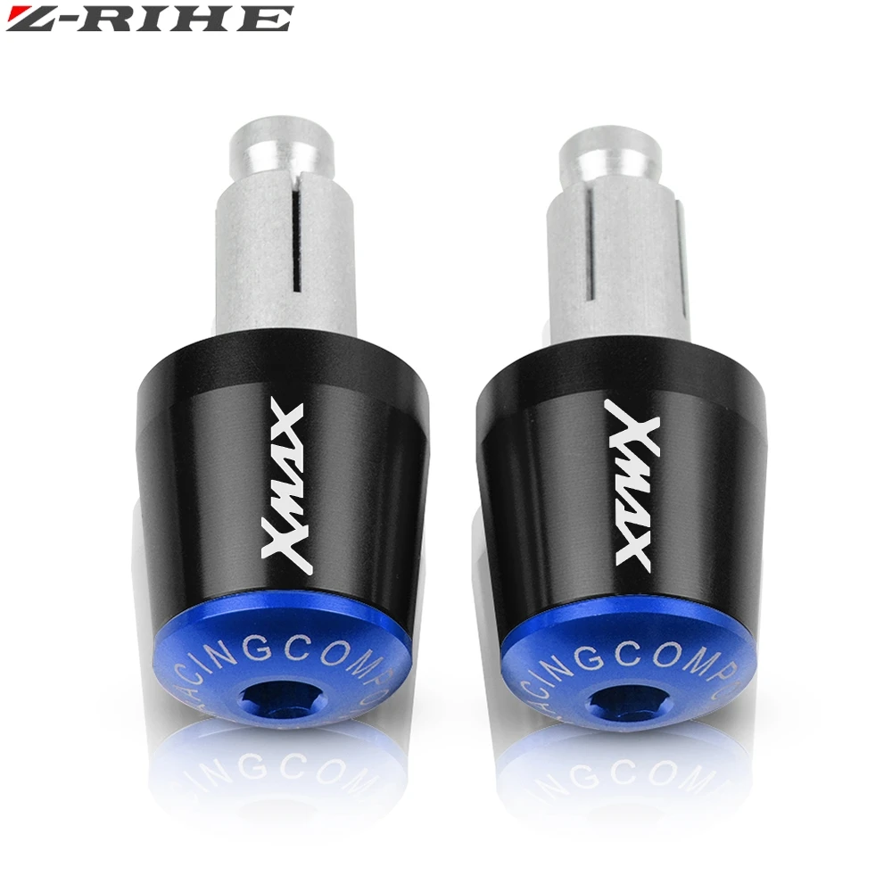 Black Blue Аксессуары для мотоциклов XMAX 7/" 22 мм рукоятки «Грипсы» Торцевая Крышка для Yamaha xmax 125 250 300 400 X MAX - Цвет: Black Blue