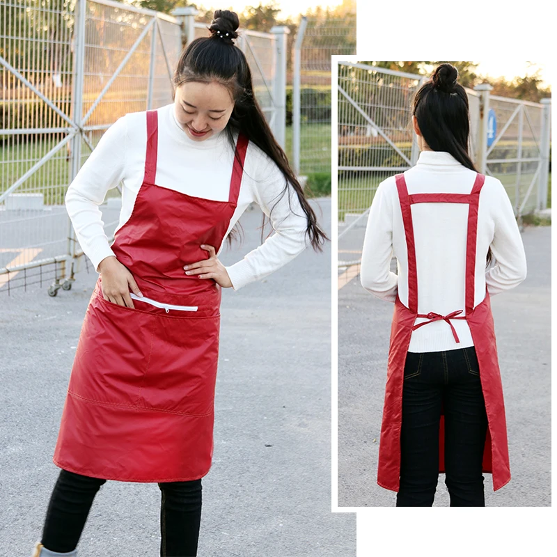 

Fashion color waterproof apron supermarket work waiter apron kitchen restaurant printing logo custom