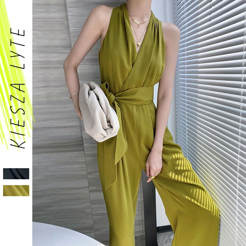 

2022 Summer Women Jumpsuit Romper Runway New Fashion Green Black Celebrity Sexy Club Evening Party Jumpsuits Long Bodysuit