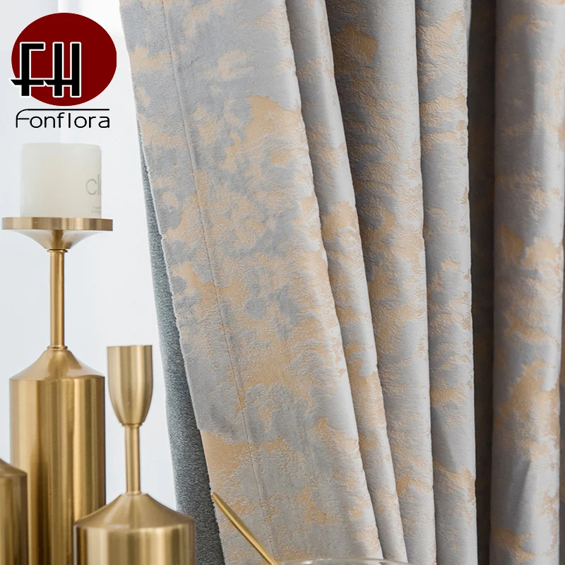 

Luxury Jacquard Blackout Curtains Living Room Curtains Vintage Green Golden Herringbone Geometric Pattern Texture Custom Size
