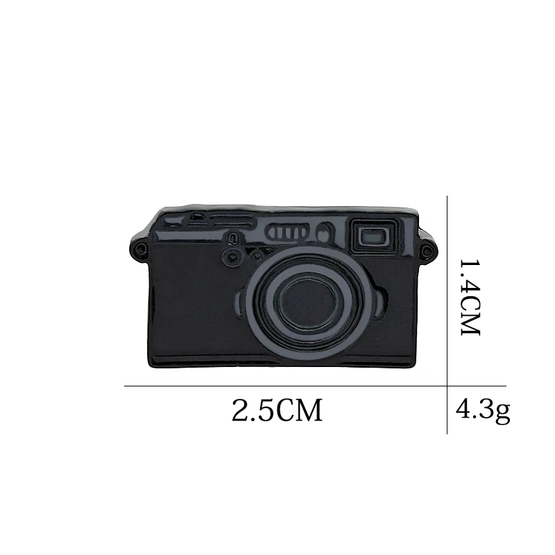 Эмалированная черная брошь с мультяшным изображением цифровой камеры для женщин