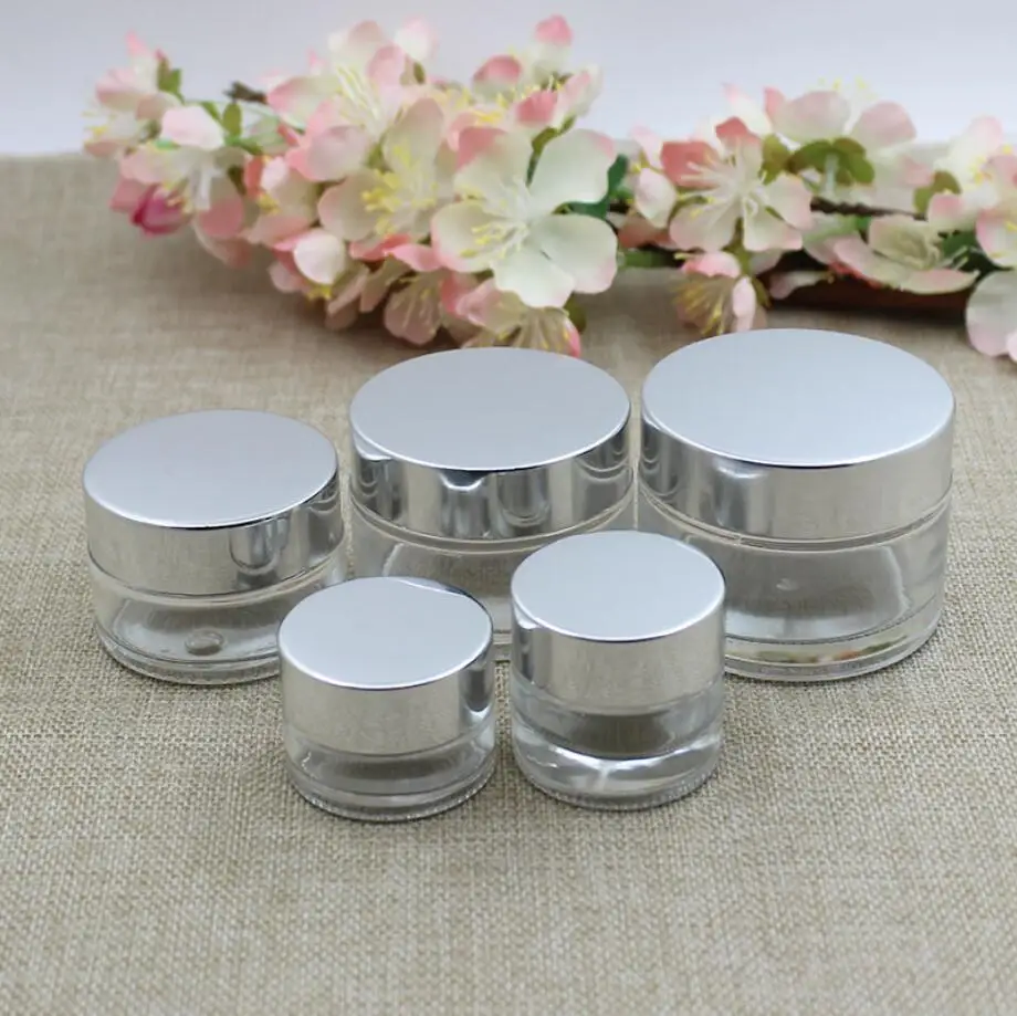 30G transparent glass bottle/ jar for cream/gel/essence/moisturizer/serum/mask cream art nail packing aluminum/plastic lid | Красота и