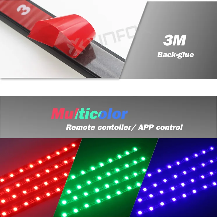 4 шт. Автомобильные светодиодные ленты декоративные лампы гибкие RGB телефон приложение RF пульт дистанционного управления светодиодные Внутренние огни