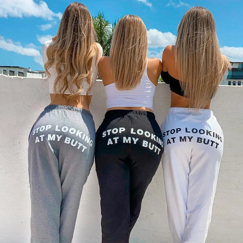 NCLAGEN 2020 женские повседневные штаны с надписью Stop to Look My ягодицы свободные