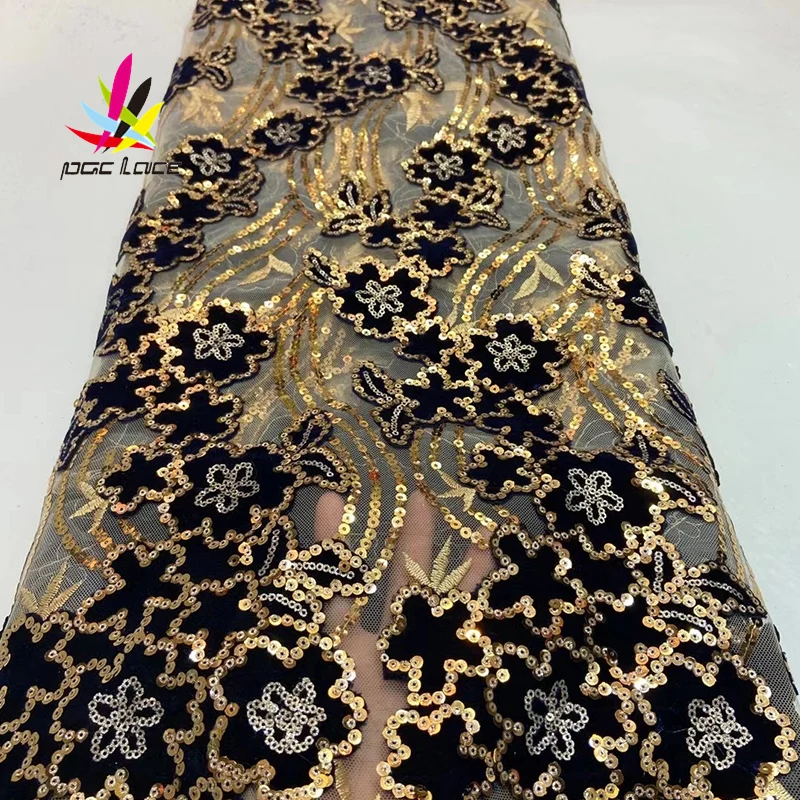 

Latest African Velvet Lace Fabric 2021 High Quality Embroidered Mesh Fabric Black Pattern French Class Tulle Lace Fabrics