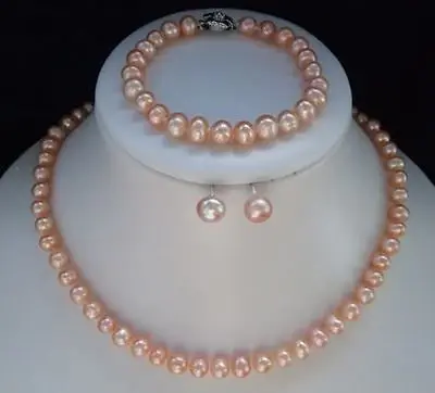 

7-8mm Pink Akoya Pearl Necklace Bracelet Earring Sets