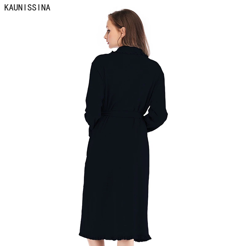 

Long Robe Dressing Gown V Neck Long Sleeve Robe Sleepwear Nightgown Bathrobes Women Solid Casual Comfortable Loose Cotton Robes