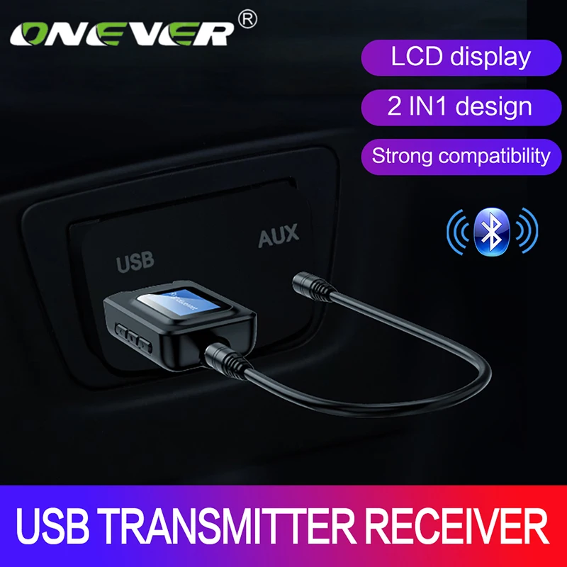 Onever 2 в 1 беспроводной Bluetooth 5 0 передатчик приемник USB с ЖК дисплеем 3 мм AUX Стерео