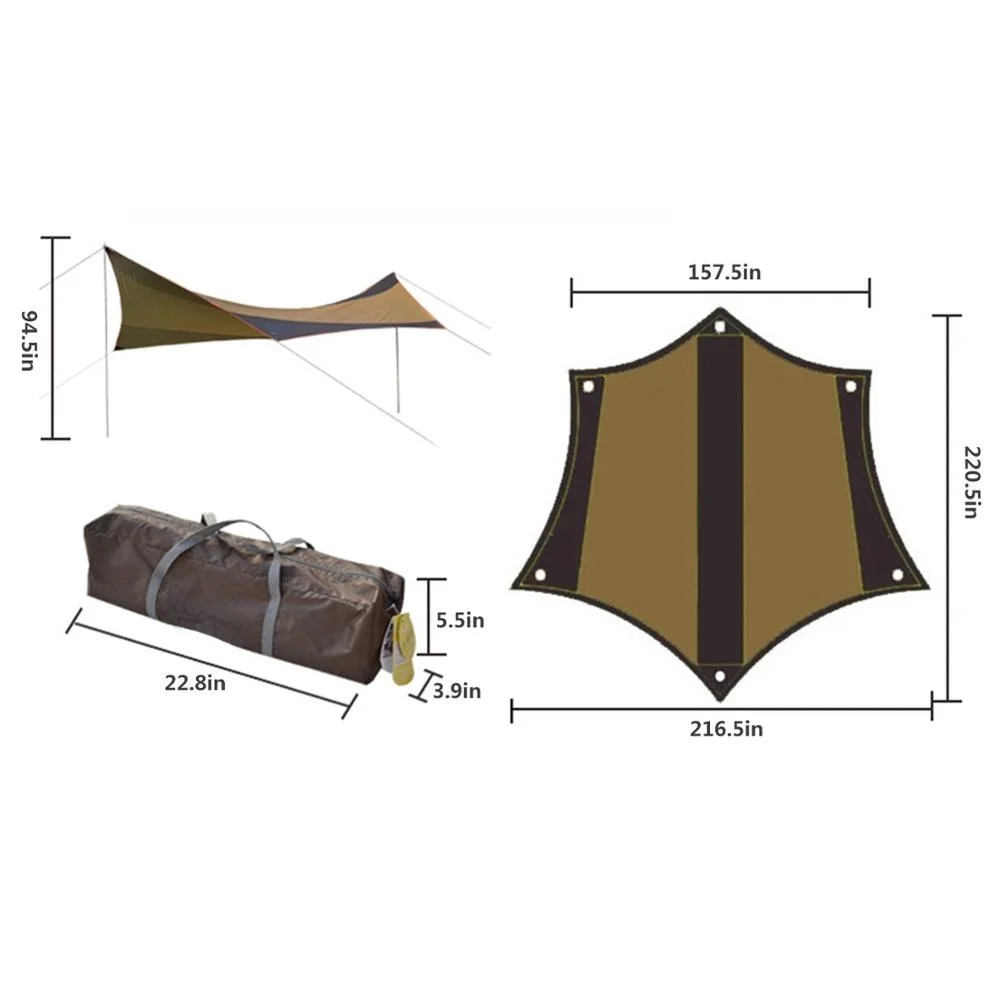 

Camping Sun Shelter, 5-8 Person Waterproof & UV-Protection Beach Sun Shade, 18x18.4 ft Large Outdoor Tent Tarps