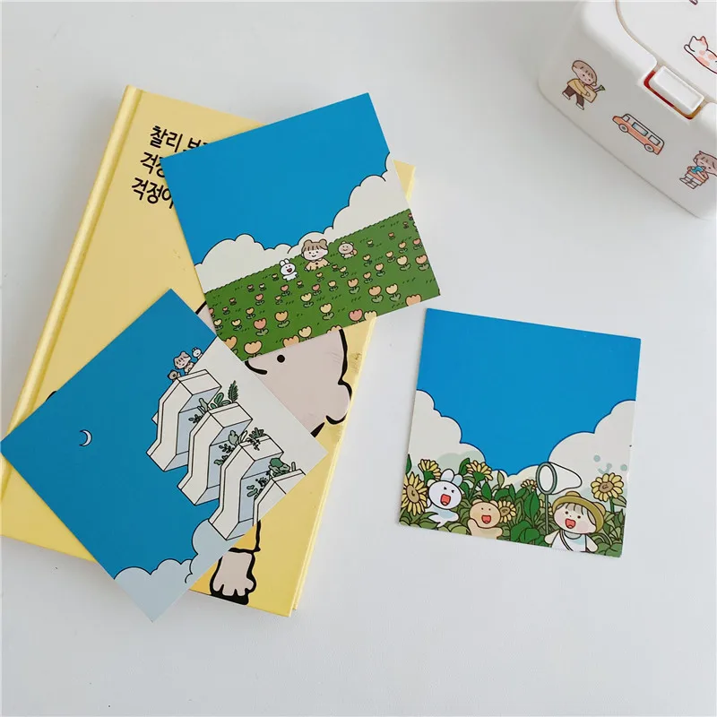 

9 Sheets Kawaii Girl Series Cards Cartoon Double-Sided Card Wall Bedroom Decoration Scrapbooking Korean Postcard Stationery Gift