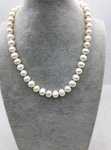 

Unique Pearls Jewellery 9-10mm Potato White Genuine Freshwater Pearl Choker Necklace Wedding Love Mothers Day Gift Fine Jewelry