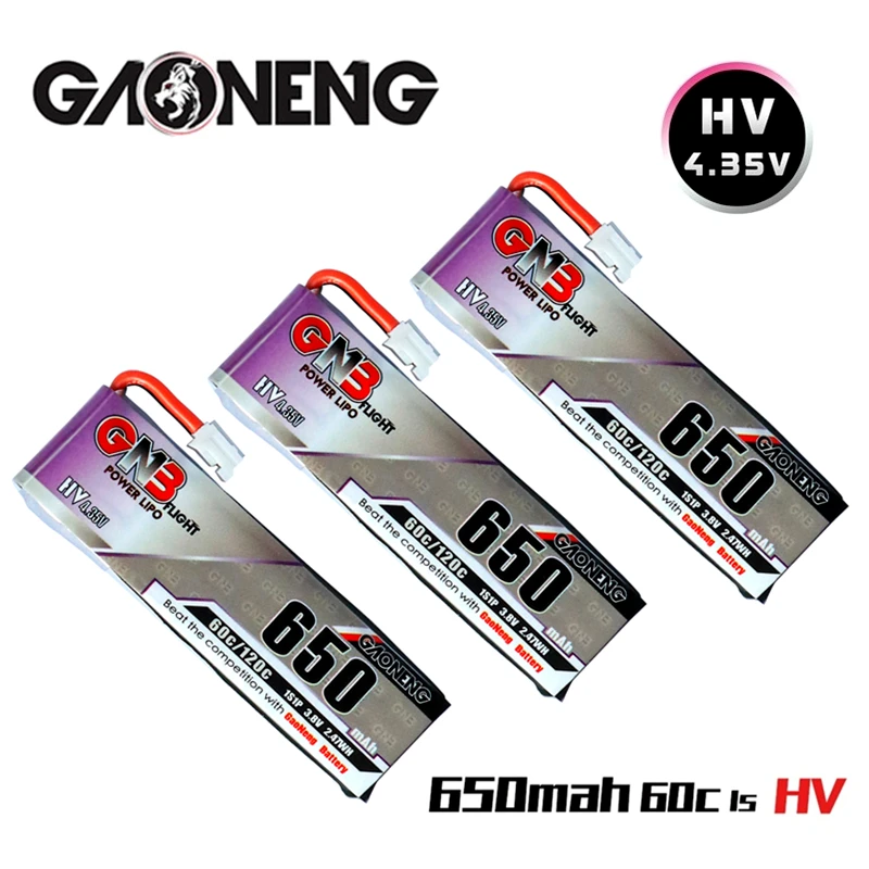 Литий-полимерный аккумулятор Gaoneng GNB 1S 650 мА · ч 3 8 в 60C/120C 4 35 для дрона Tinyhawk Snapper7 E010