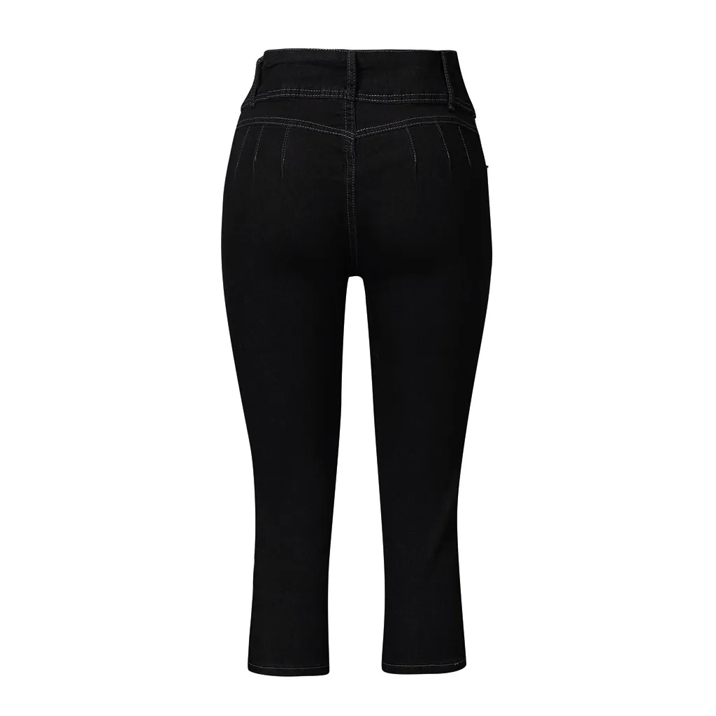 Женские джинсы больших размеров рваные стрейч зимние с высокой талией