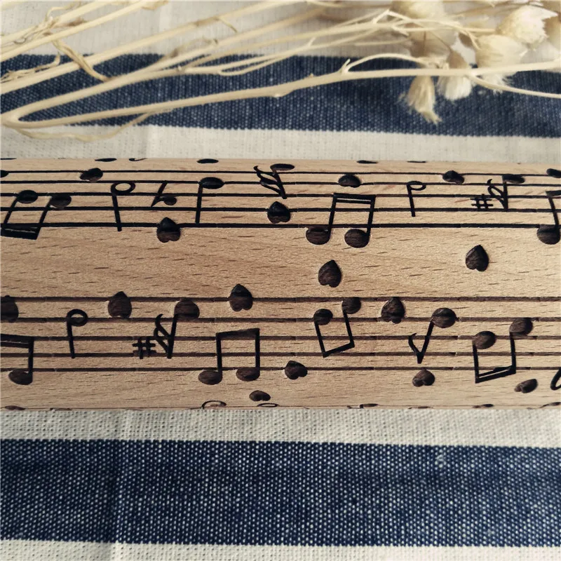 1 шт. домашний ролик штифт тиснение бук длина фестиваль музыкальные ноты Скалка AU|