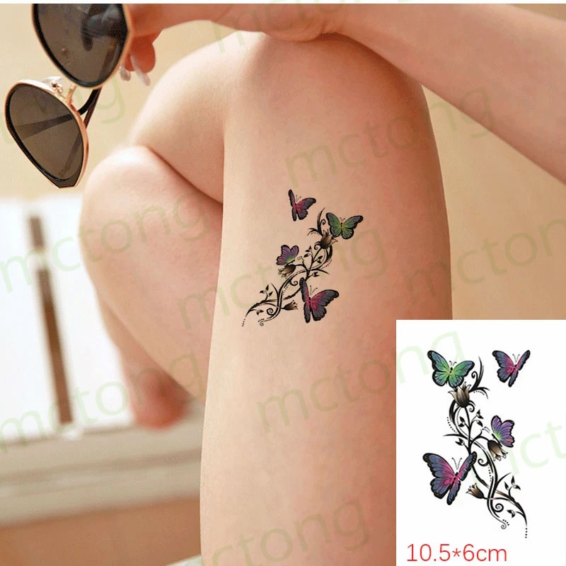 

Водостойкая Временная тату-наклейка, бабочка, цветок, цвет лось, сексуальное боди-арт, флэш-имитация для женщин и мужчин