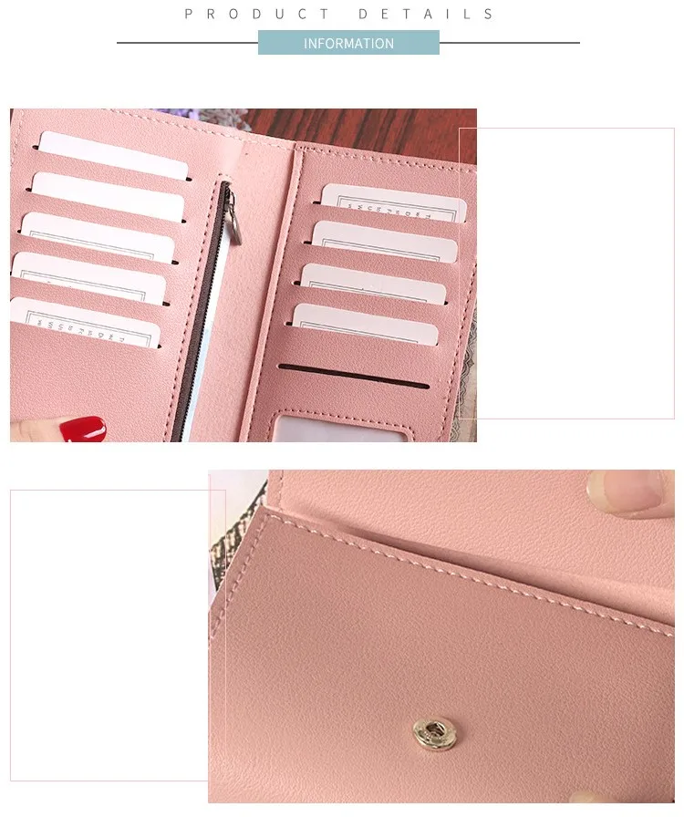 

Women PU leather Korean Style Long Wallets Female Coin Purses Clutch Card Wallets Holder
