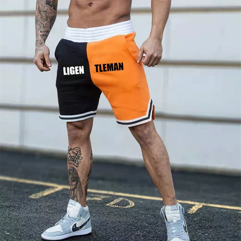 

2021 Summer New Bodybuilding Five-point Pants Men's Splicing Gyms Fitness Exercise Casual Sports Pants Fashion Trend Sportswear