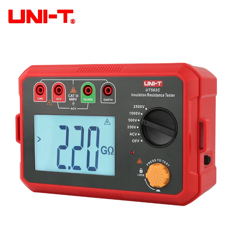 UNI-T Insulation Resistance Tester UT502C 250V 500V 1000V 2500V High Voltage Motor Cable Ohm Megommeter 20GΩ Digital Megohmmeter |