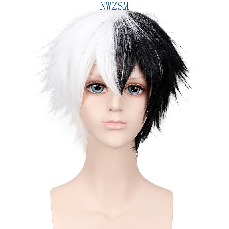 

Danganronpa Monokuma White Black Short Wig Cosplay Costume Dangan Ronpa Heat Resistant Synthetic Hair Men Women Cosplay Wigs