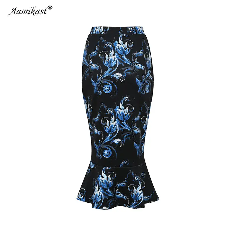 Юбка-годе женская с принтом Модная элегантная винтажная повседневная одежда для