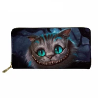 personalised cheshire cat print wallets women long clutch bag zipper wallet purse leather money pouch bag credit card holder